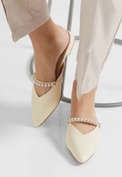 ELLA Pearl Strap Pointed Slip On Flat Shoe