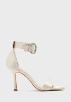 Jewelled Buckle Satin Ankle Strap Sandal