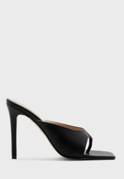 ELLA Square Toe Post Heeled Mule Sandal
