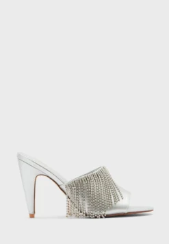 Diamante Fringed Mule Sandal