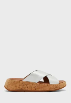 Fitflop F-Mode Metallic Cork Flatform Cross Sandals