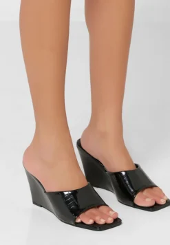 ELLA Croc Effect Wedge Sandal