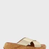 Fitflop F-Mode Metallic Cork Flatform Cross Sandals