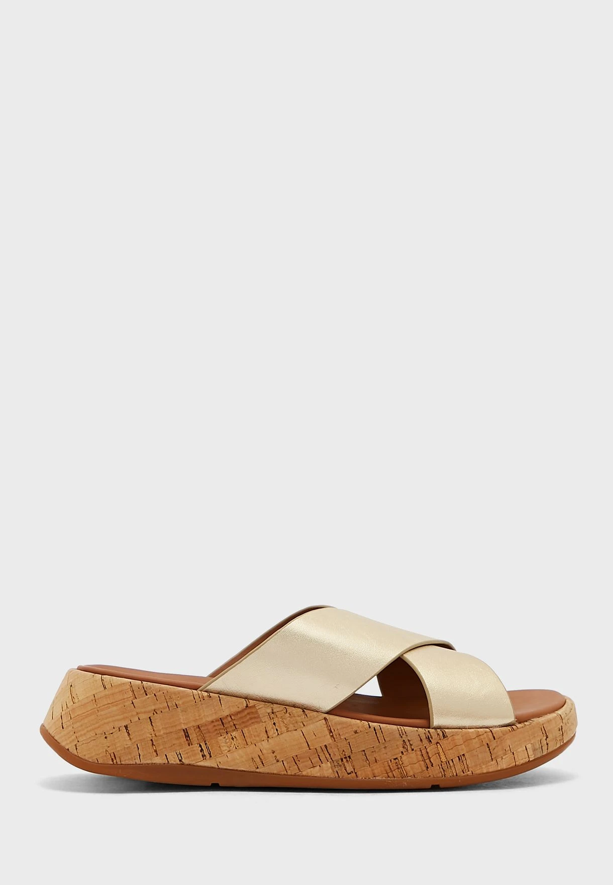 Fitflop F-Mode Metallic Cork Flatform Cross Sandals 1 Fitflop F-Mode Metallic Cork Flatform Cross Sandals