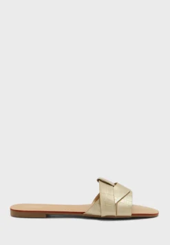 ELLA Croc Effect Woven Design Flat Sandal