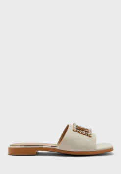 Diamante Edge Square Cutout Flat Sandal