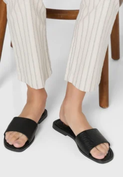Toweling Checked Flat Sandal