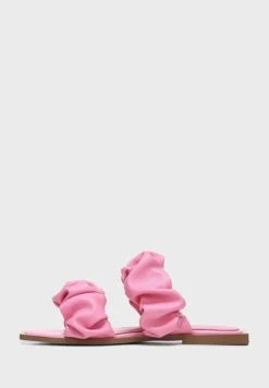 Ruched Strap Flat Sandals