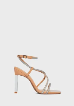 RIVER ISLAND Embel Metal Heel Barely There Sandals