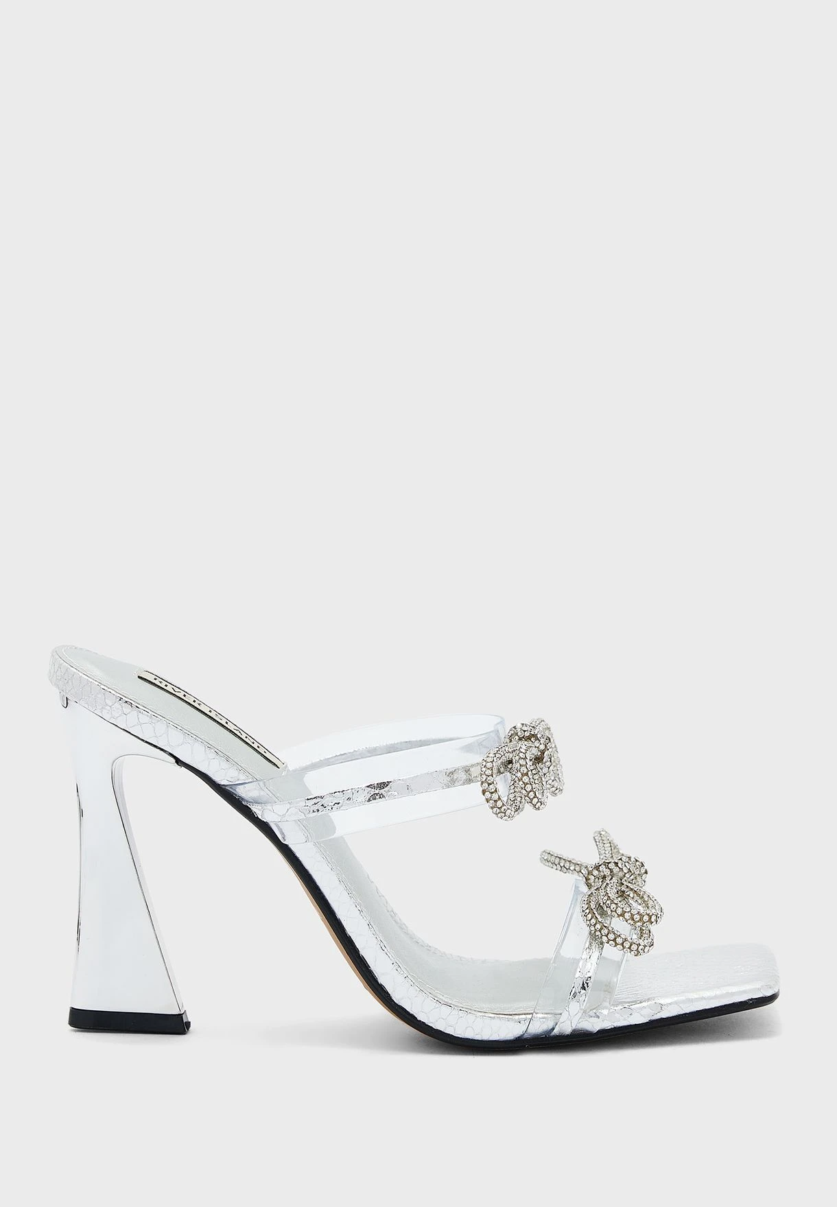 RIVER ISLAND Double Strap Bow Perspex Mule Sandals 1 RIVER ISLAND Double Strap Bow Perspex Mule Sandals