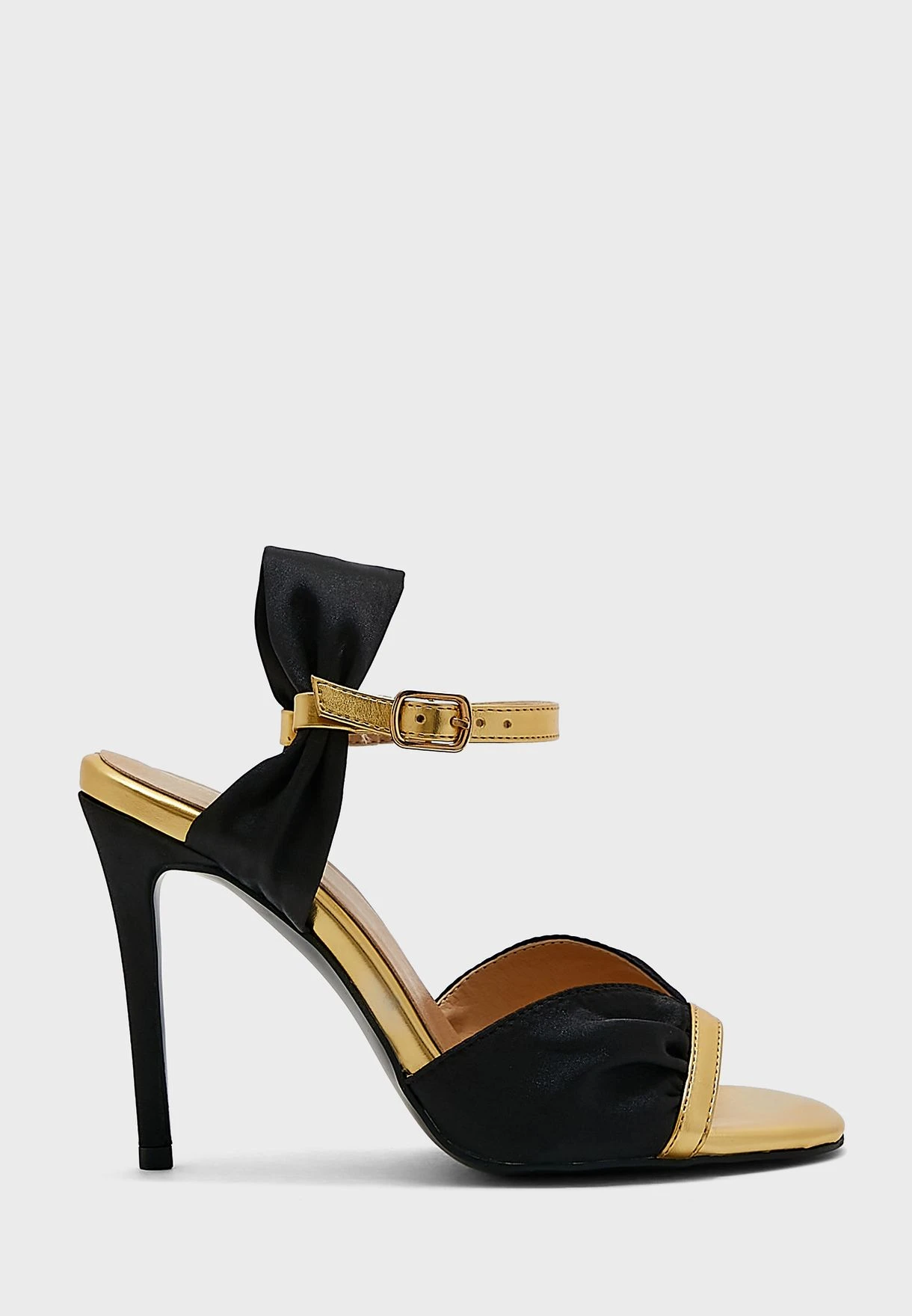 V Detail Metallic Trim Satin Ankle Strap Sandal 1 V Detail Metallic Trim Satin Ankle Strap Sandal