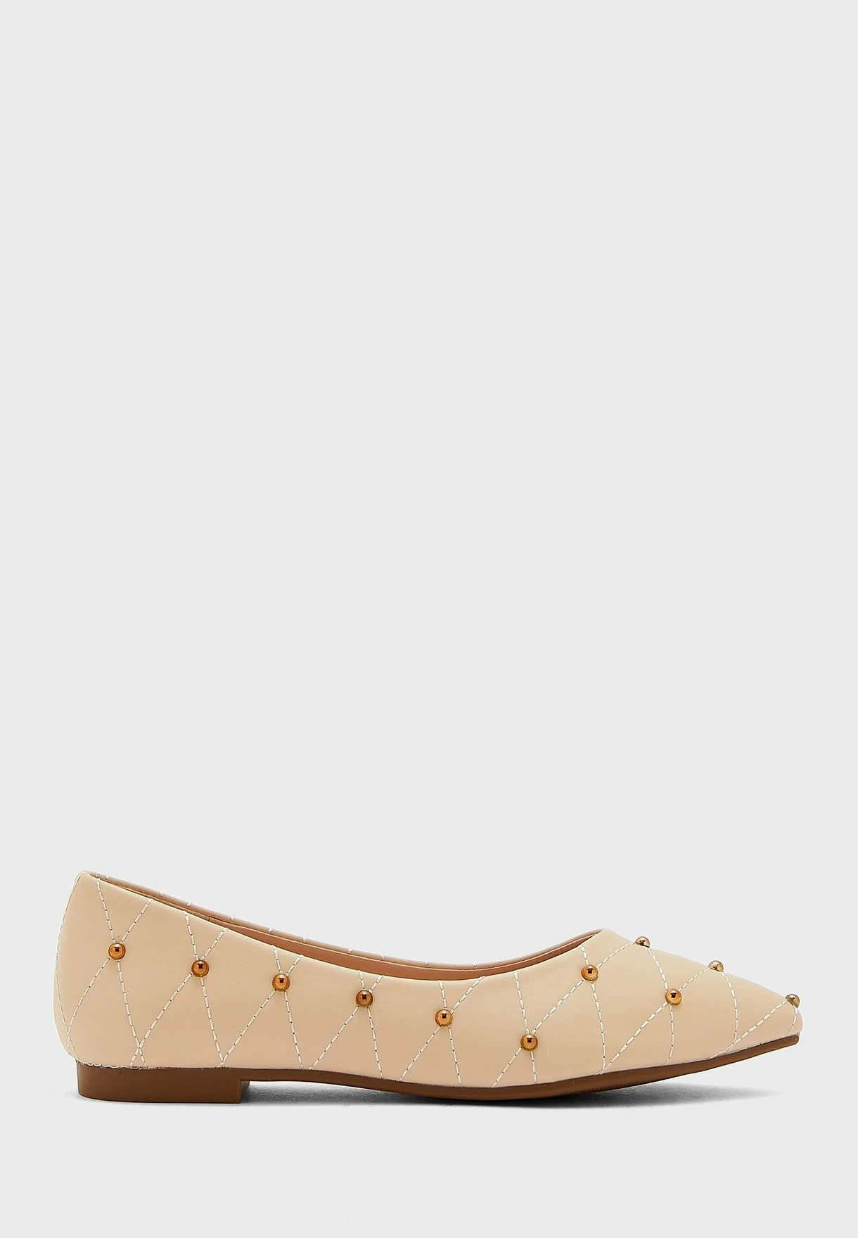 Quilted Stud Pointed Flat Shoes 2 Quilted Stud Pointed Flat Shoes - Image 2