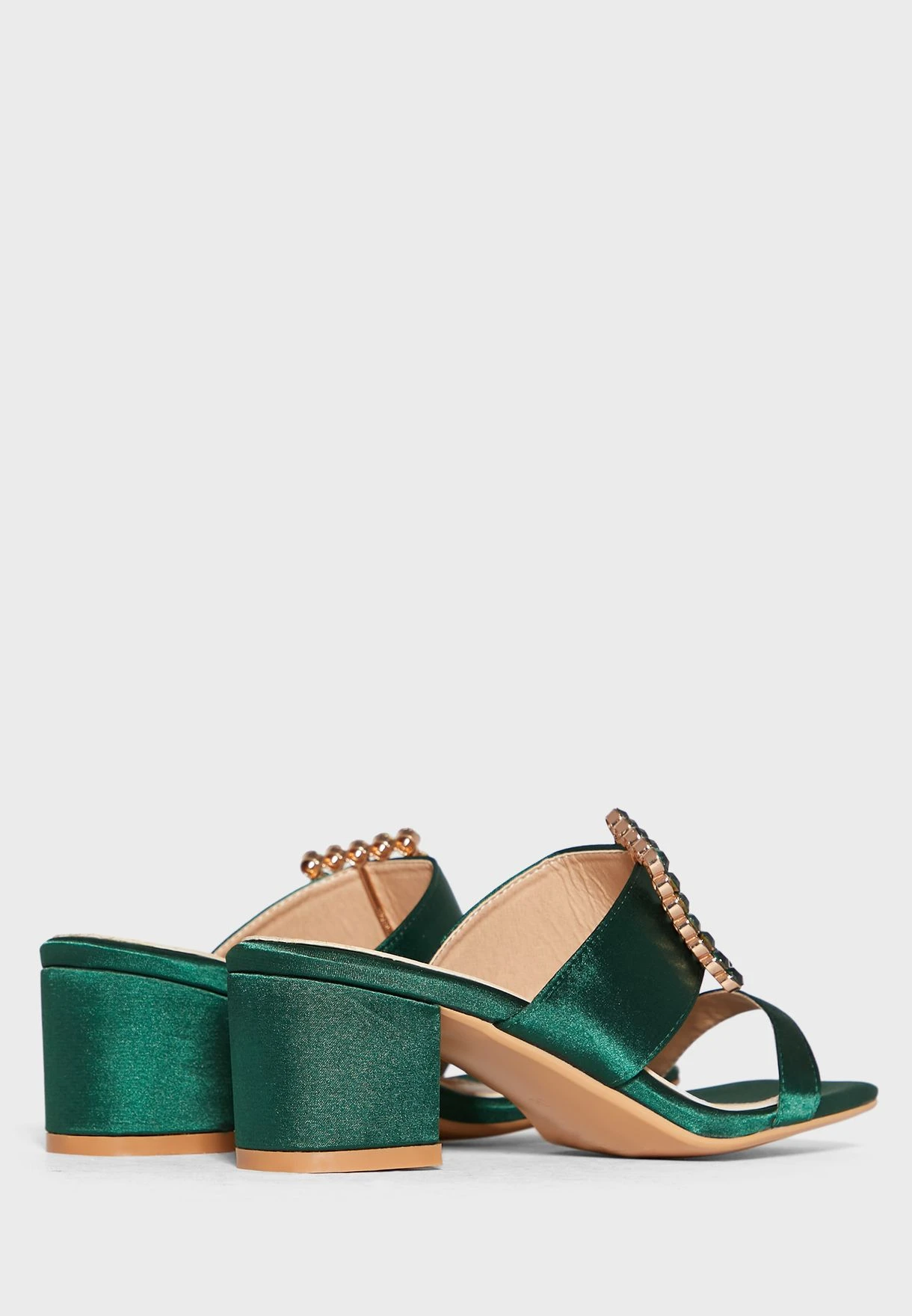 Double Strap Buckle Satin Mule Sandal 2 Double Strap Buckle Satin Mule Sandal - Image 2