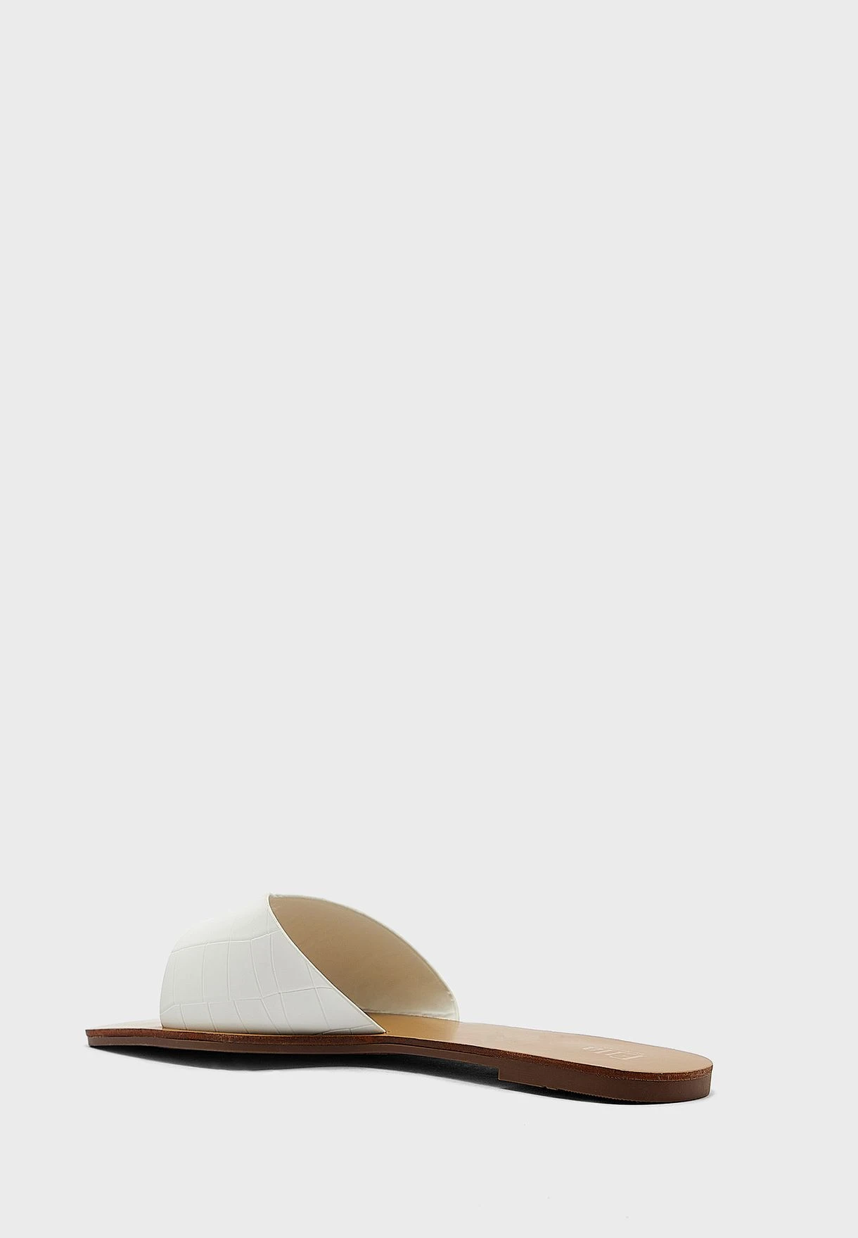 Croc Effect V Detail Flat Sandal 2 Croc Effect V Detail Flat Sandal - Image 2