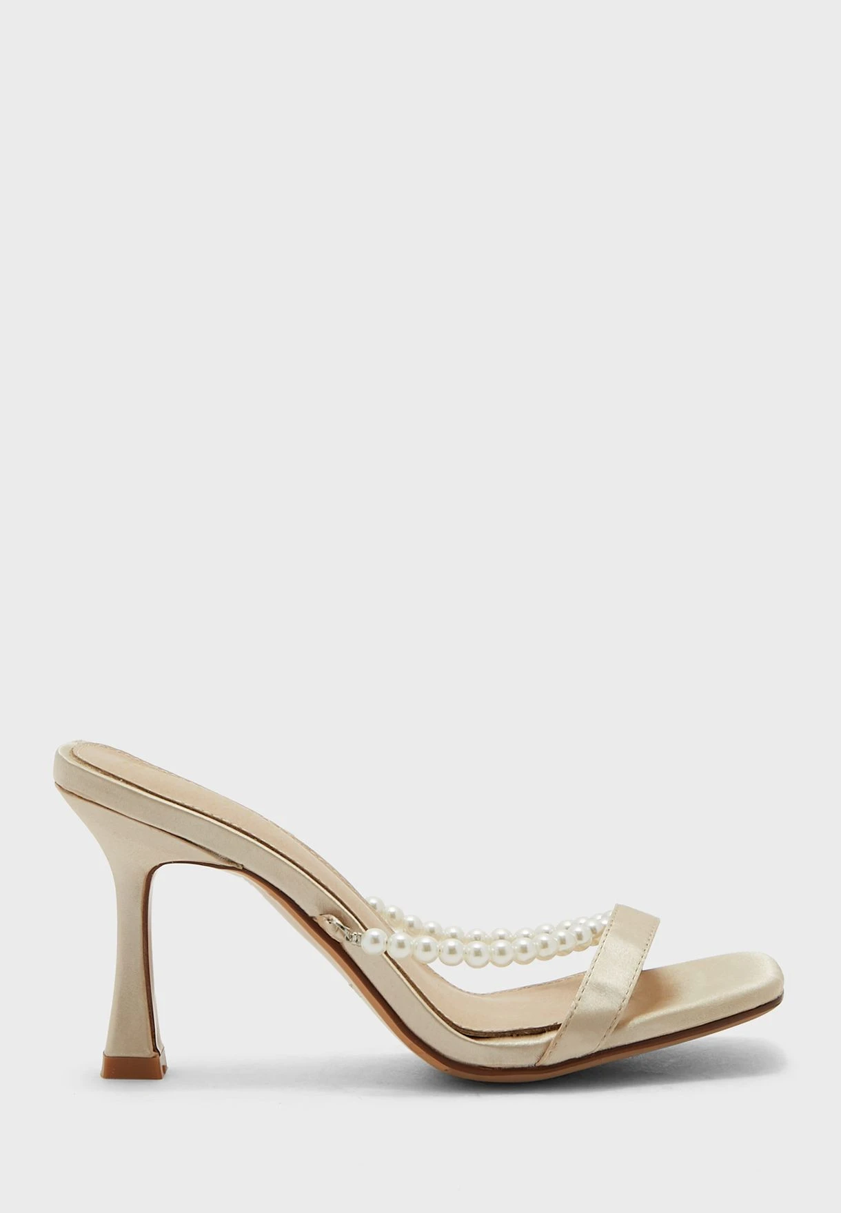 Pearl Detail Satin Mule Sandal 2 Pearl Detail Satin Mule Sandal - Image 2