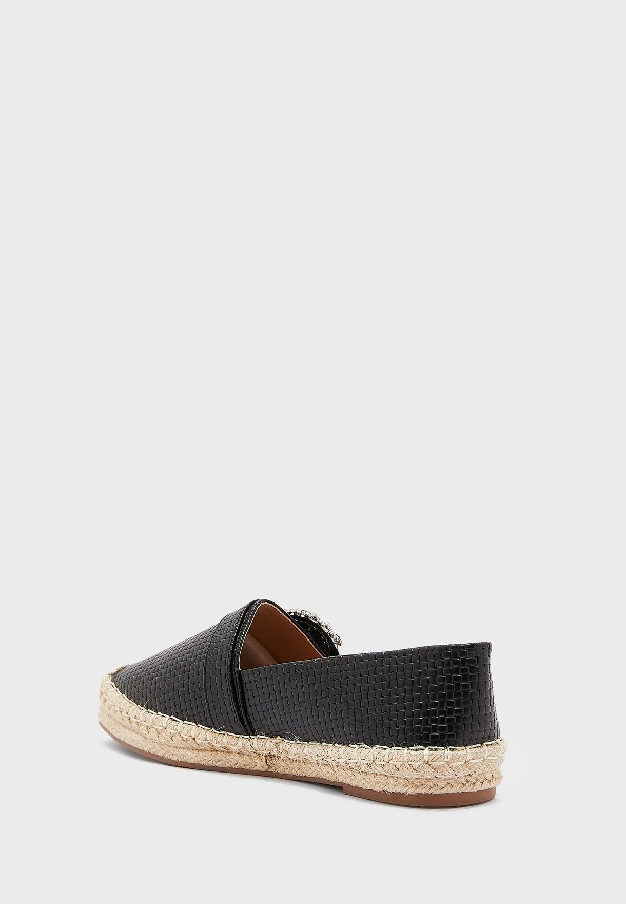 ELLA Textured Diamante Buckle Flat Espadrille 3 ELLA Textured Diamante Buckle Flat Espadrille - Image 3