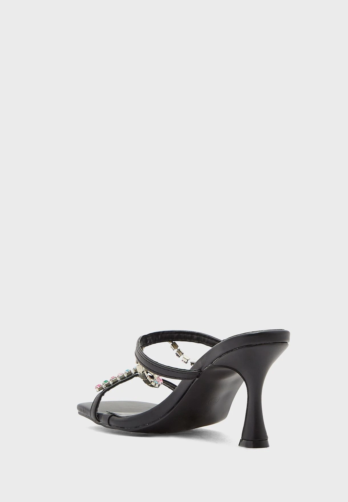 Coloured Stone Detail Flared Heel Sandal 3 Coloured Stone Detail Flared Heel Sandal - Image 3