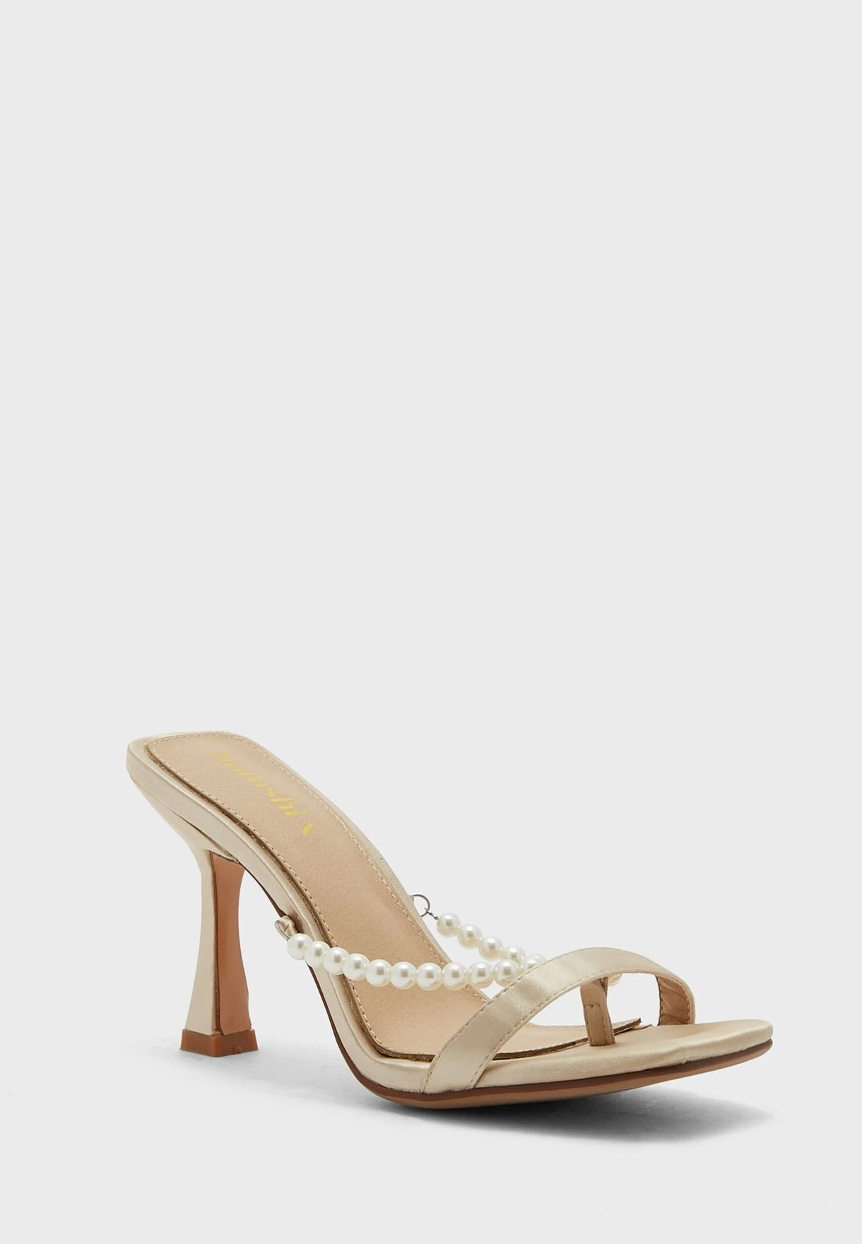 Pearl Detail Satin Mule Sandal 3 Pearl Detail Satin Mule Sandal - Image 3