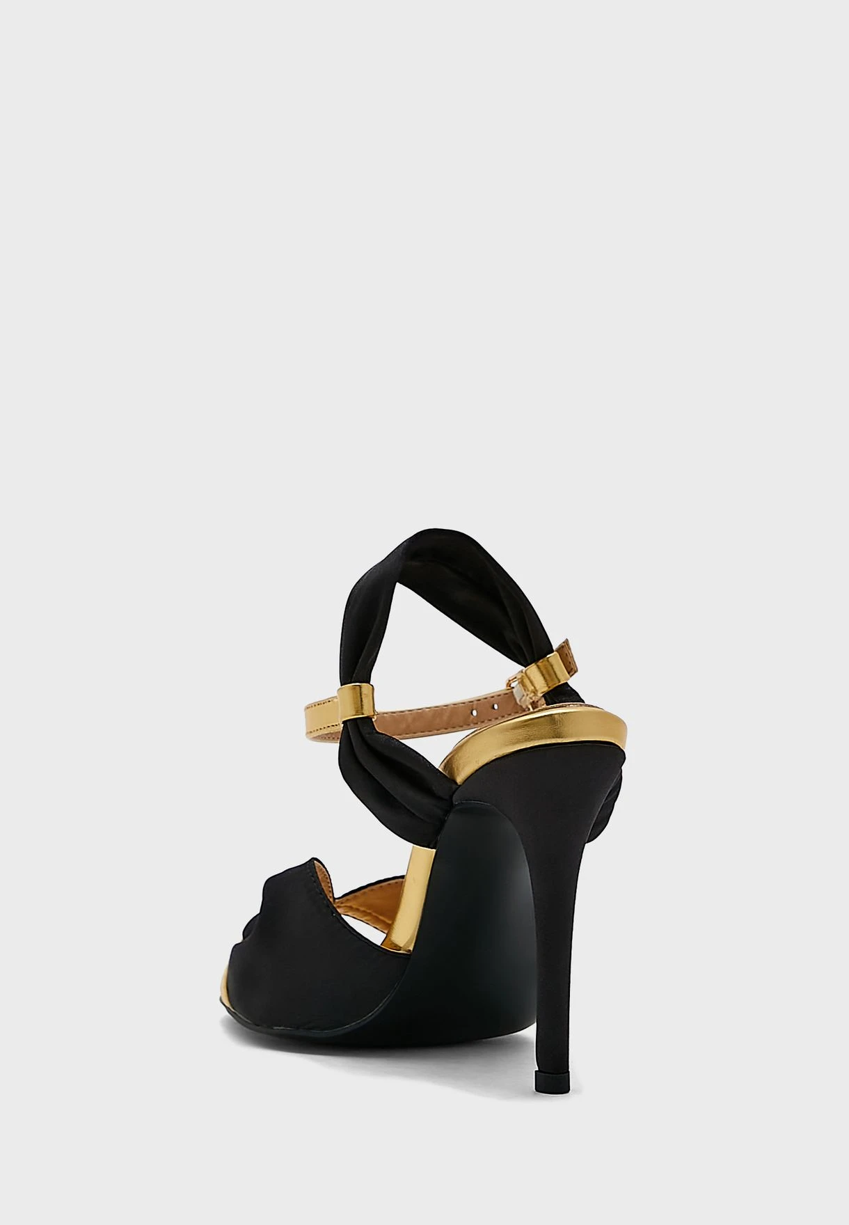 V Detail Metallic Trim Satin Ankle Strap Sandal 3 V Detail Metallic Trim Satin Ankle Strap Sandal - Image 3