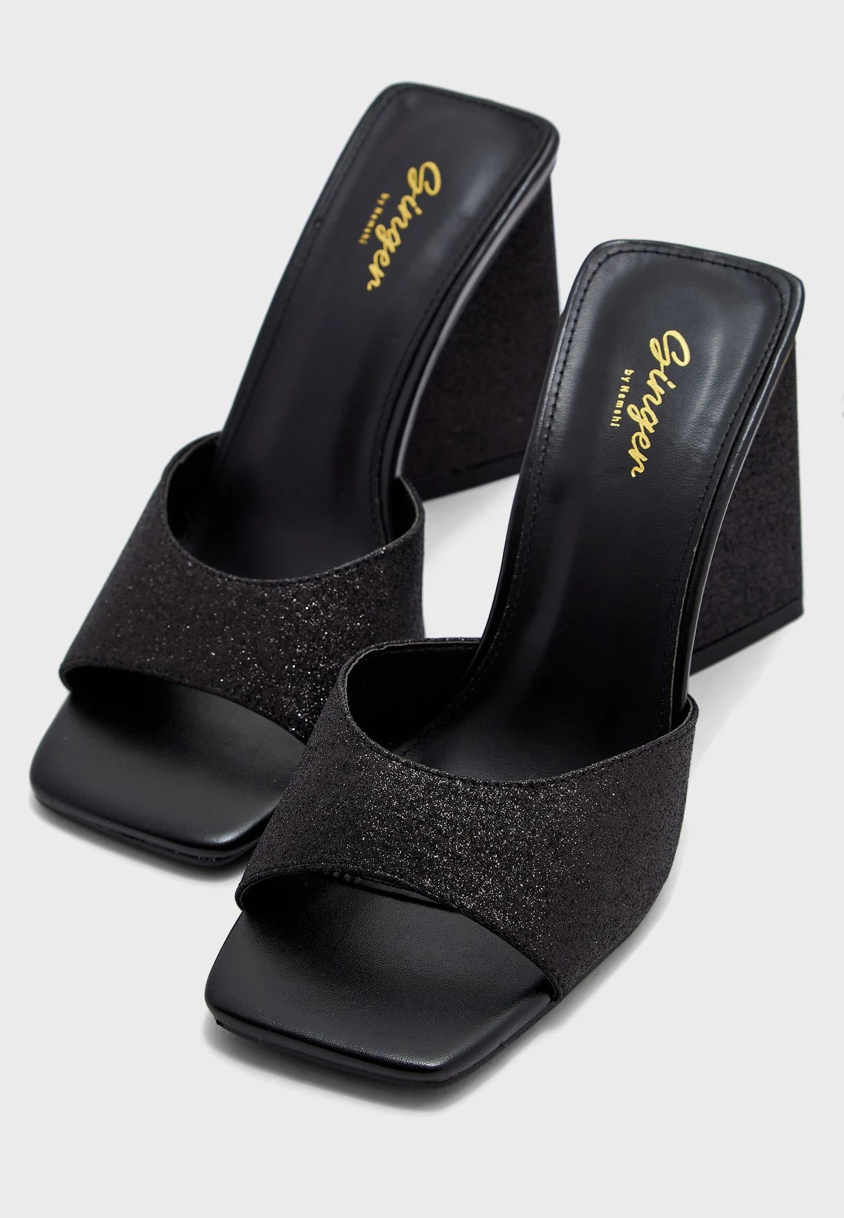 Flared Heel Glitter Mule Sandal 4 Flared Heel Glitter Mule Sandal - Image 4