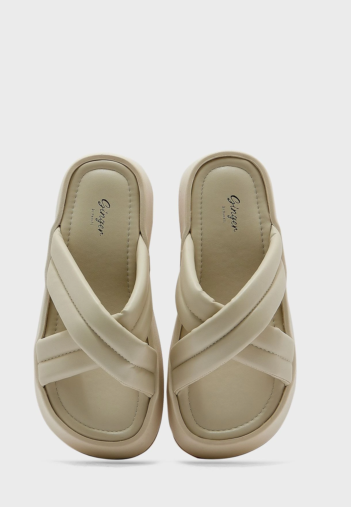 Cross-Over Flat Slider Sandal 4 Cross-Over Flat Slider Sandal - Image 4