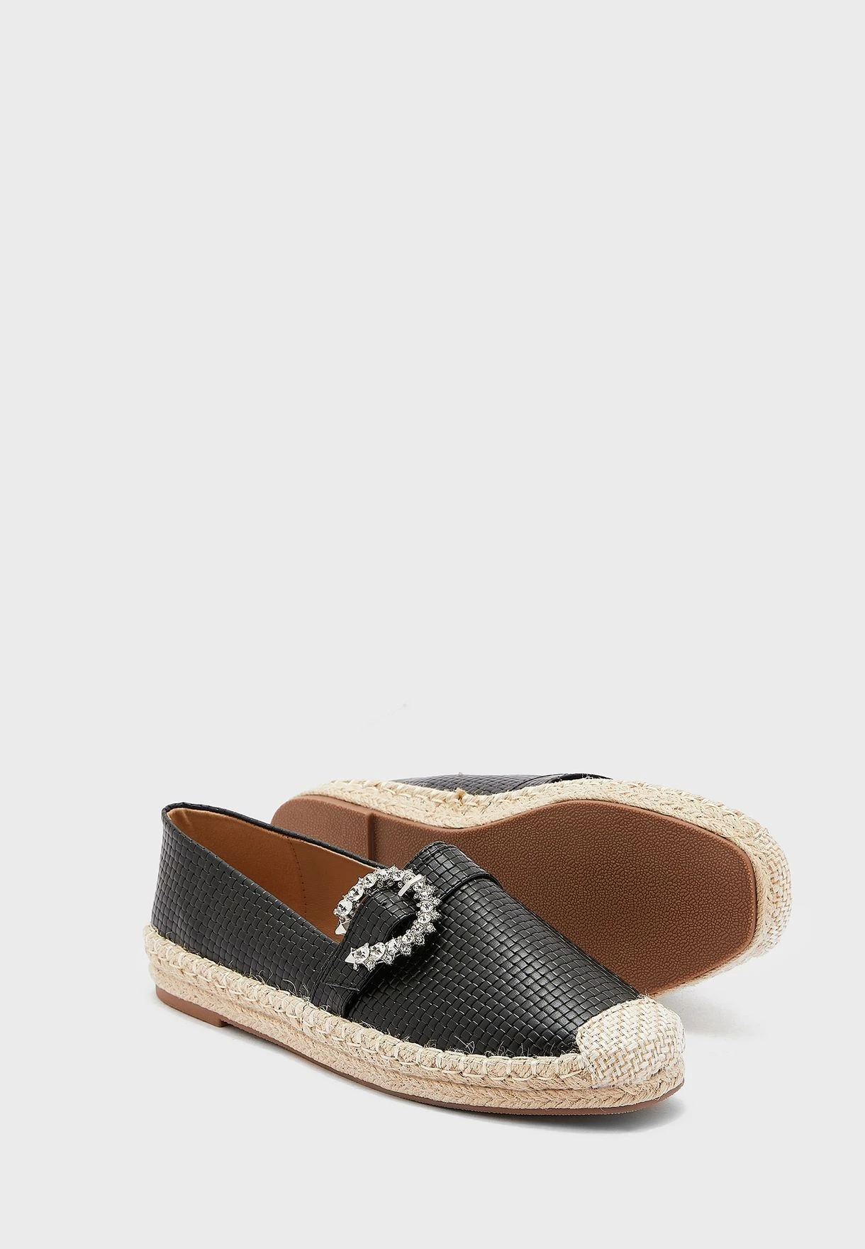 ELLA Textured Diamante Buckle Flat Espadrille 4 ELLA Textured Diamante Buckle Flat Espadrille - Image 4