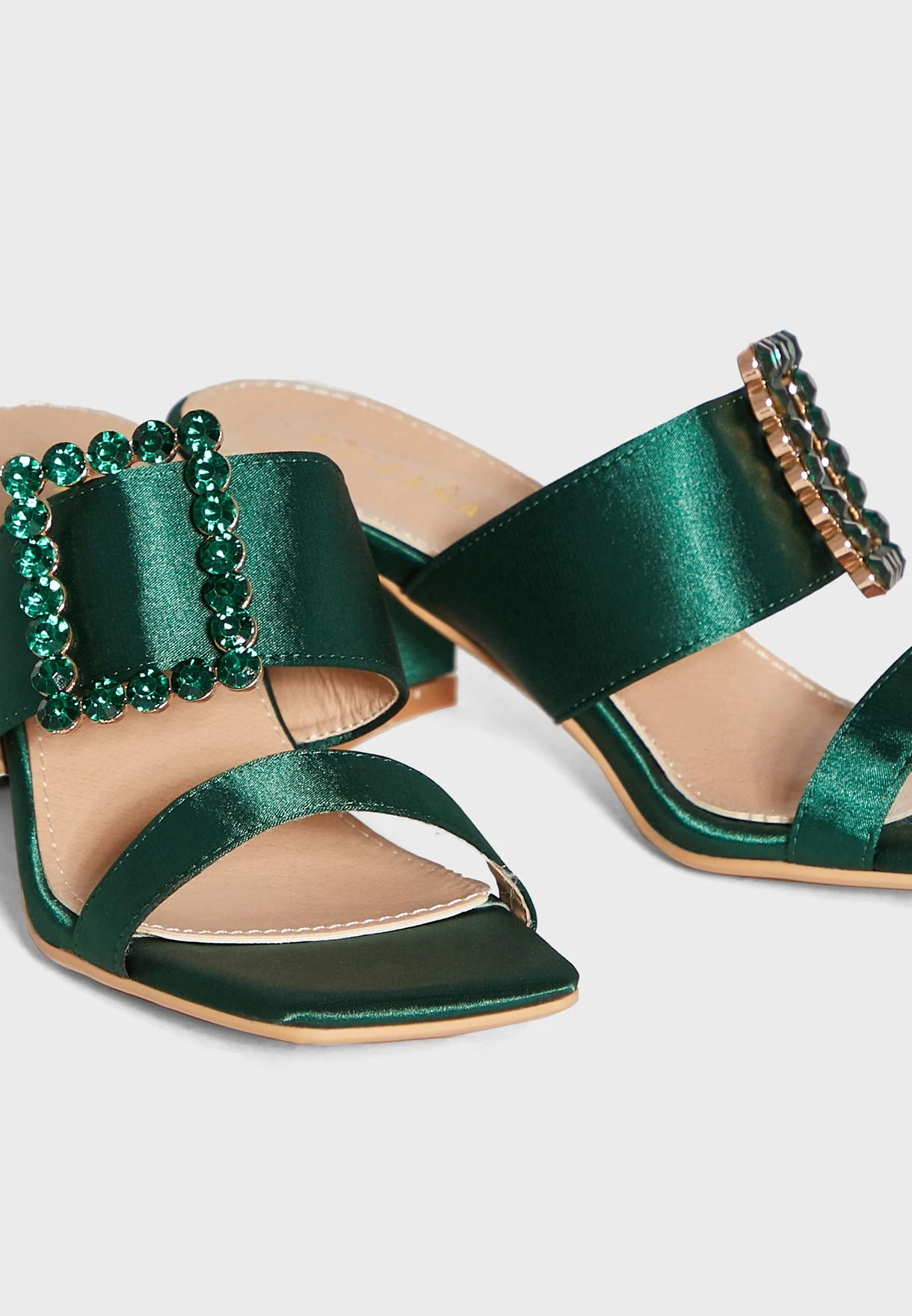 Double Strap Buckle Satin Mule Sandal 4 Double Strap Buckle Satin Mule Sandal - Image 4