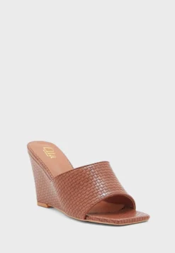 ELLA Weaved Effect Square Toe Wedge Sandal -Cheap Sandal & Sneaker Store 4 zoom desktop 300