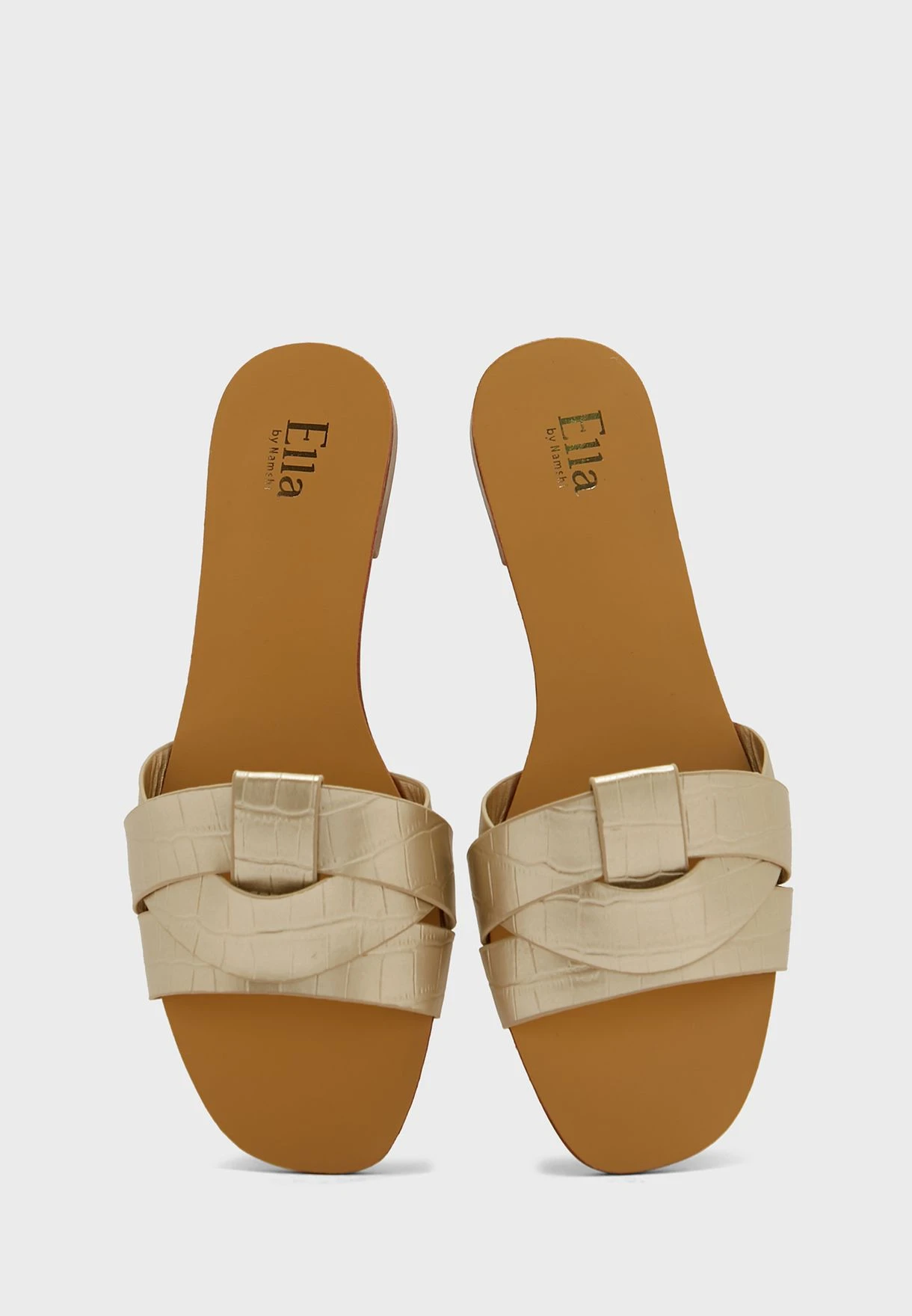 ELLA Croc Effect Woven Design Flat Sandal 4 ELLA Croc Effect Woven Design Flat Sandal - Image 4