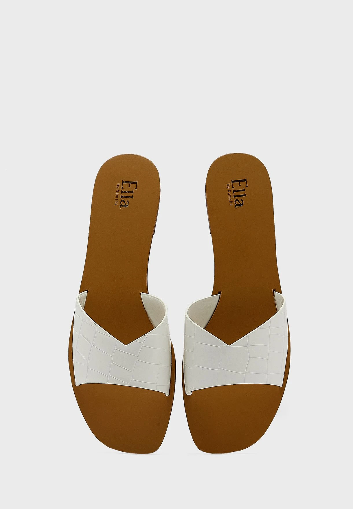 Croc Effect V Detail Flat Sandal 4 Croc Effect V Detail Flat Sandal - Image 4