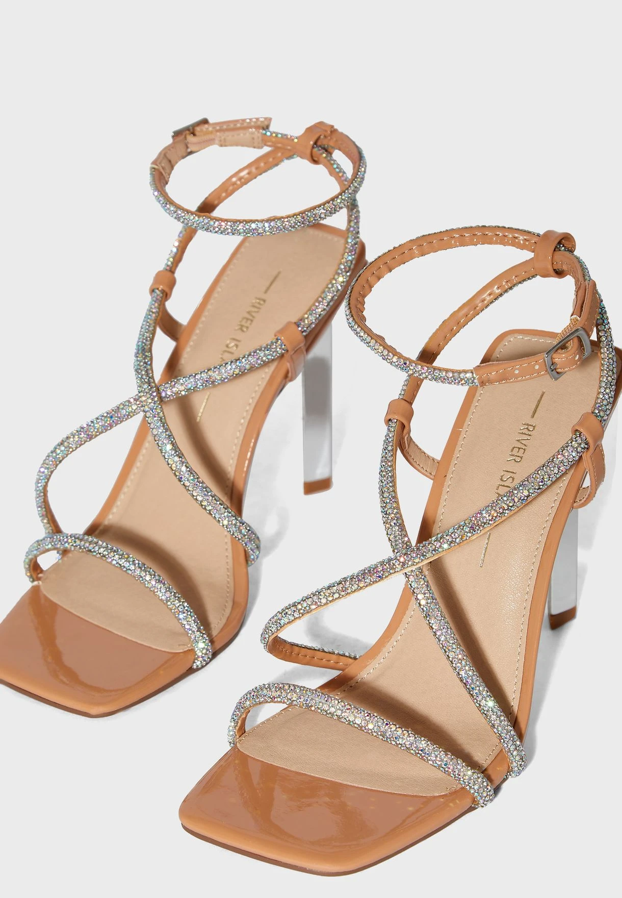 RIVER ISLAND Embel Metal Heel Barely There Sandals 4 RIVER ISLAND Embel Metal Heel Barely There Sandals - Image 4