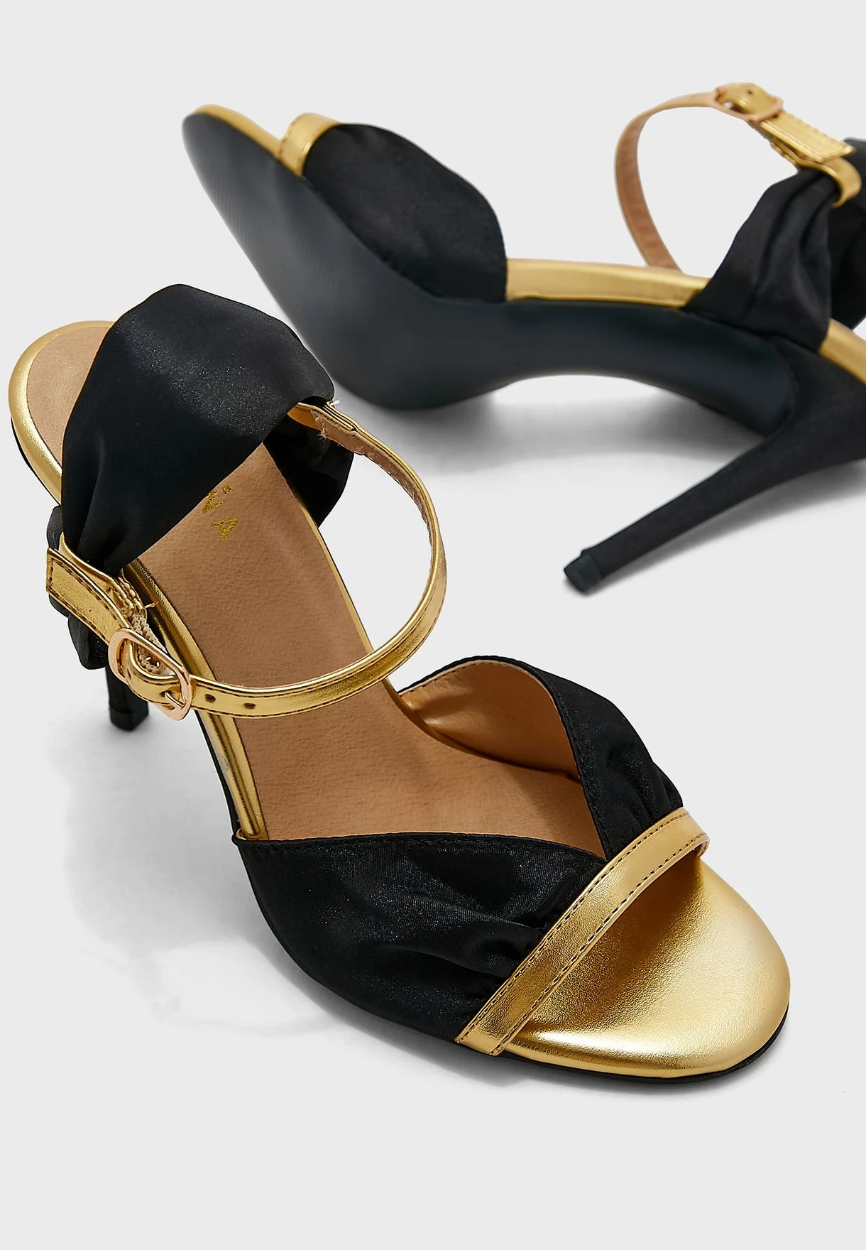 V Detail Metallic Trim Satin Ankle Strap Sandal 4 V Detail Metallic Trim Satin Ankle Strap Sandal - Image 4