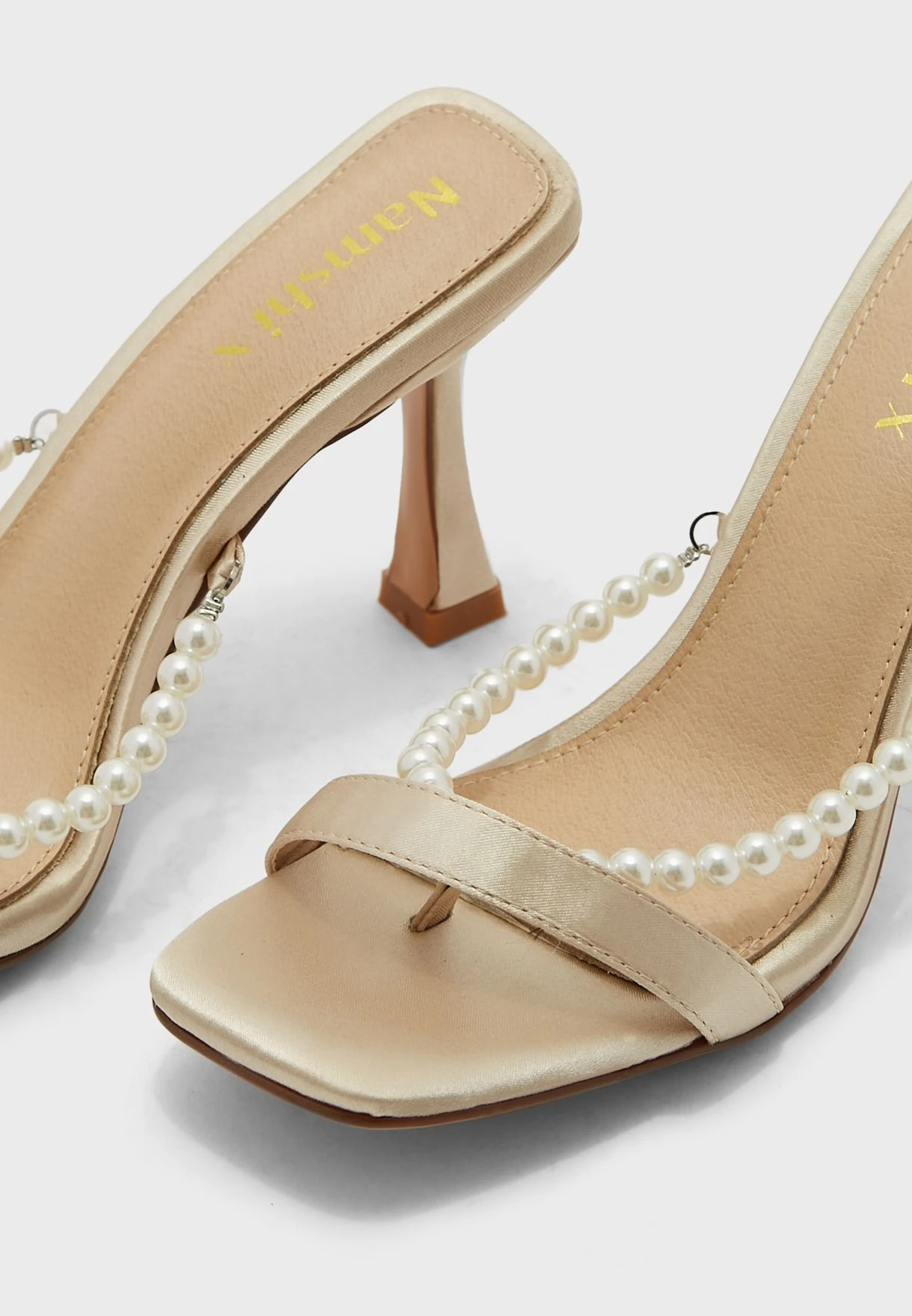 Pearl Detail Satin Mule Sandal 5 Pearl Detail Satin Mule Sandal - Image 5