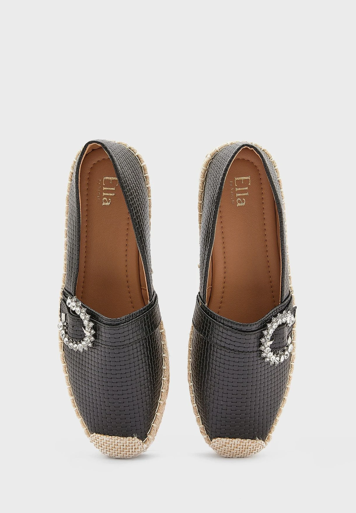 ELLA Textured Diamante Buckle Flat Espadrille 5 ELLA Textured Diamante Buckle Flat Espadrille - Image 5