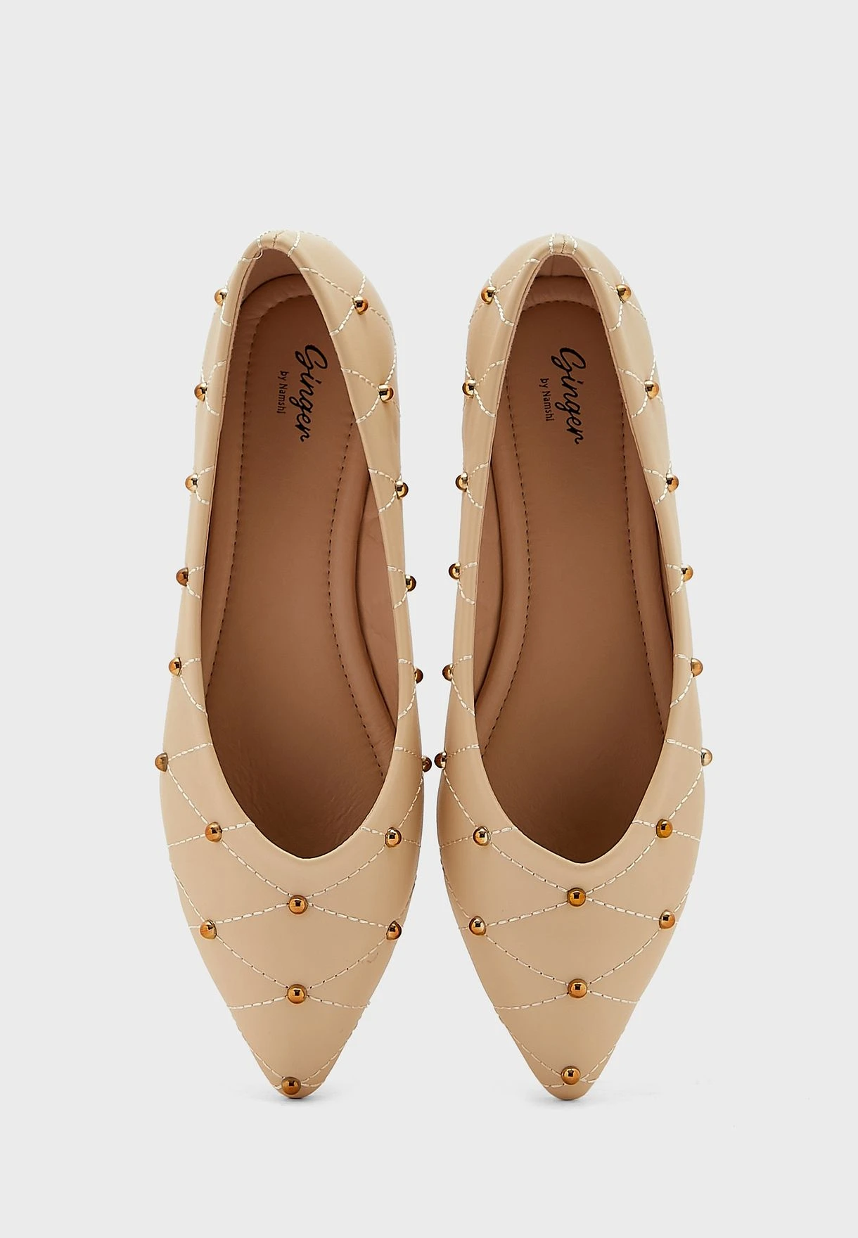 Quilted Stud Pointed Flat Shoes 5 Quilted Stud Pointed Flat Shoes - Image 5